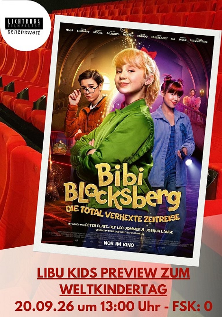 Filmplakat des Films BIBI BLOCKSBERG 2 - DIE TOTAL VERHEXTE ZEITREISE - LIBU KIDS PREVIEW