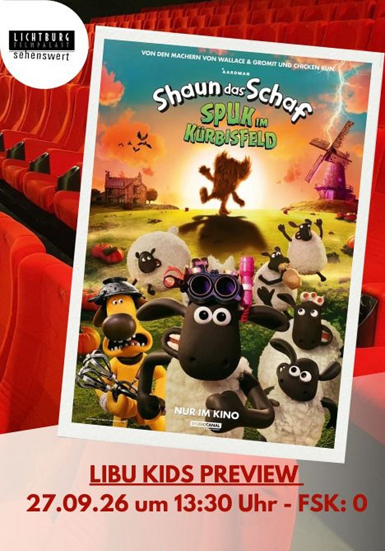 Filmplakat des Films SHAUN DAS SCHAF - SPUK IM KÜRBISFELD - LIBU KIDS PREVIEW