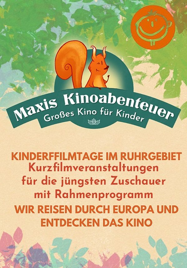 Filmplakat des Films MAXIS KINOABENTEUER - WIR REISEN DURCH EUROPA - 43. KINDERFILMTAGE IM RUHRGEBIET