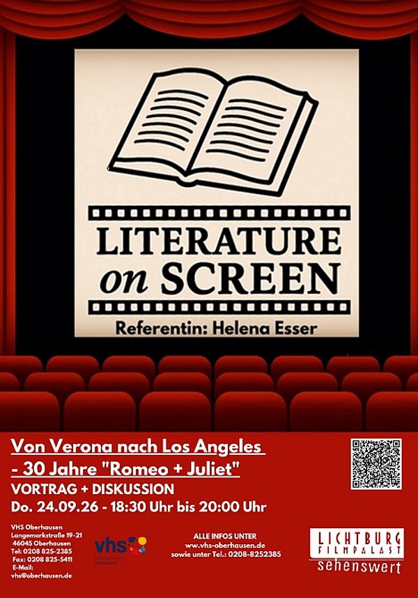Filmplakat des Films LITERATUR ON SCREEN: VON VERONA NACH LOS ANGELES - 30 JAHRE ROMEO UND JULIET - VHS-Vortrag + Diskus