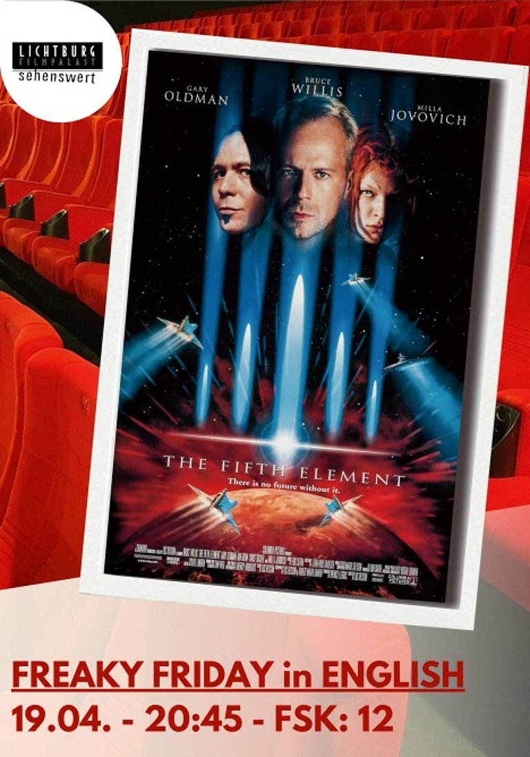 Filmplakat des Films THE FIFTH ELEMENT - FREAKY FRIDAY IN ENGLISH